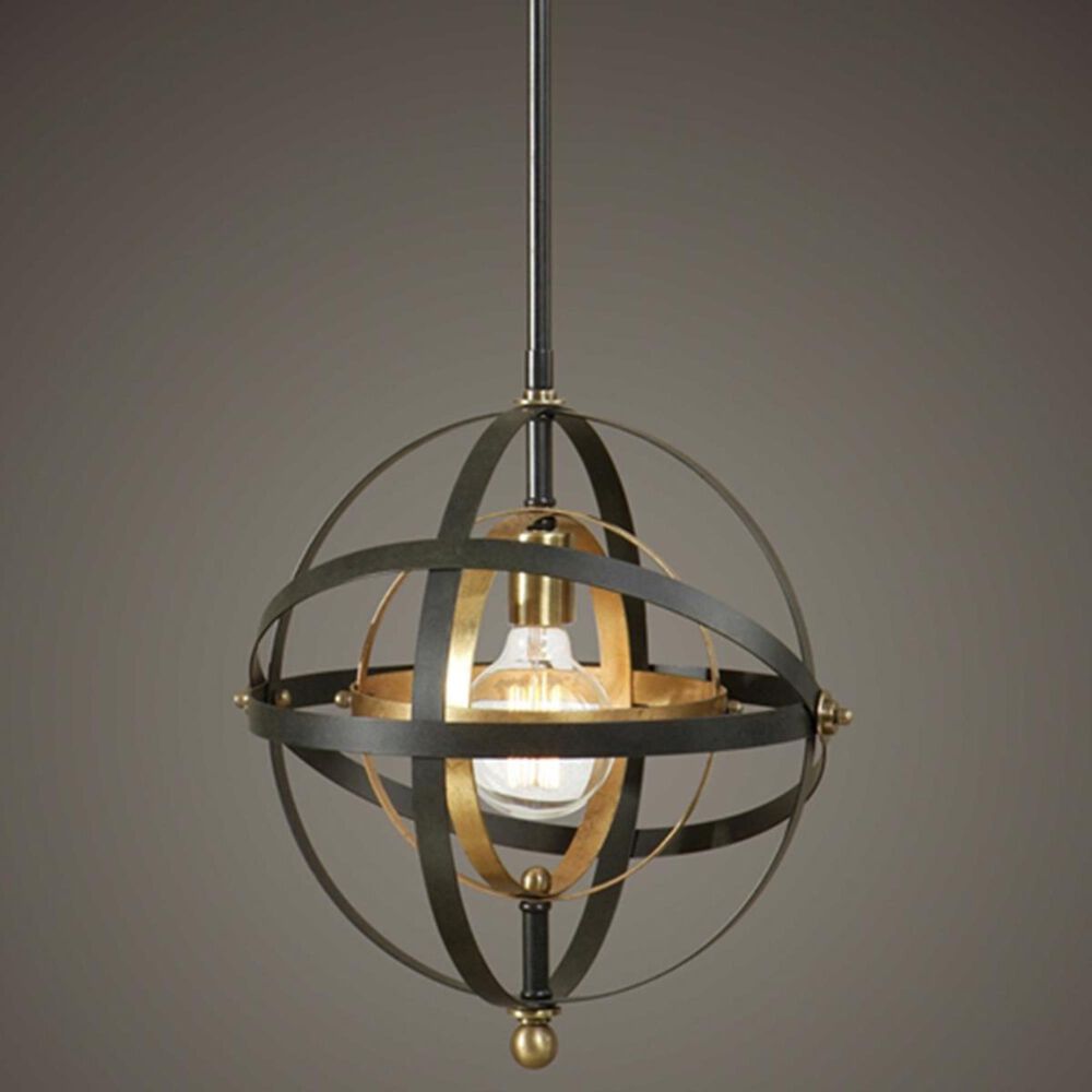 Uttermost Rondure 1 Light Sphere Mini Pendant in Bronze/Brass, , large