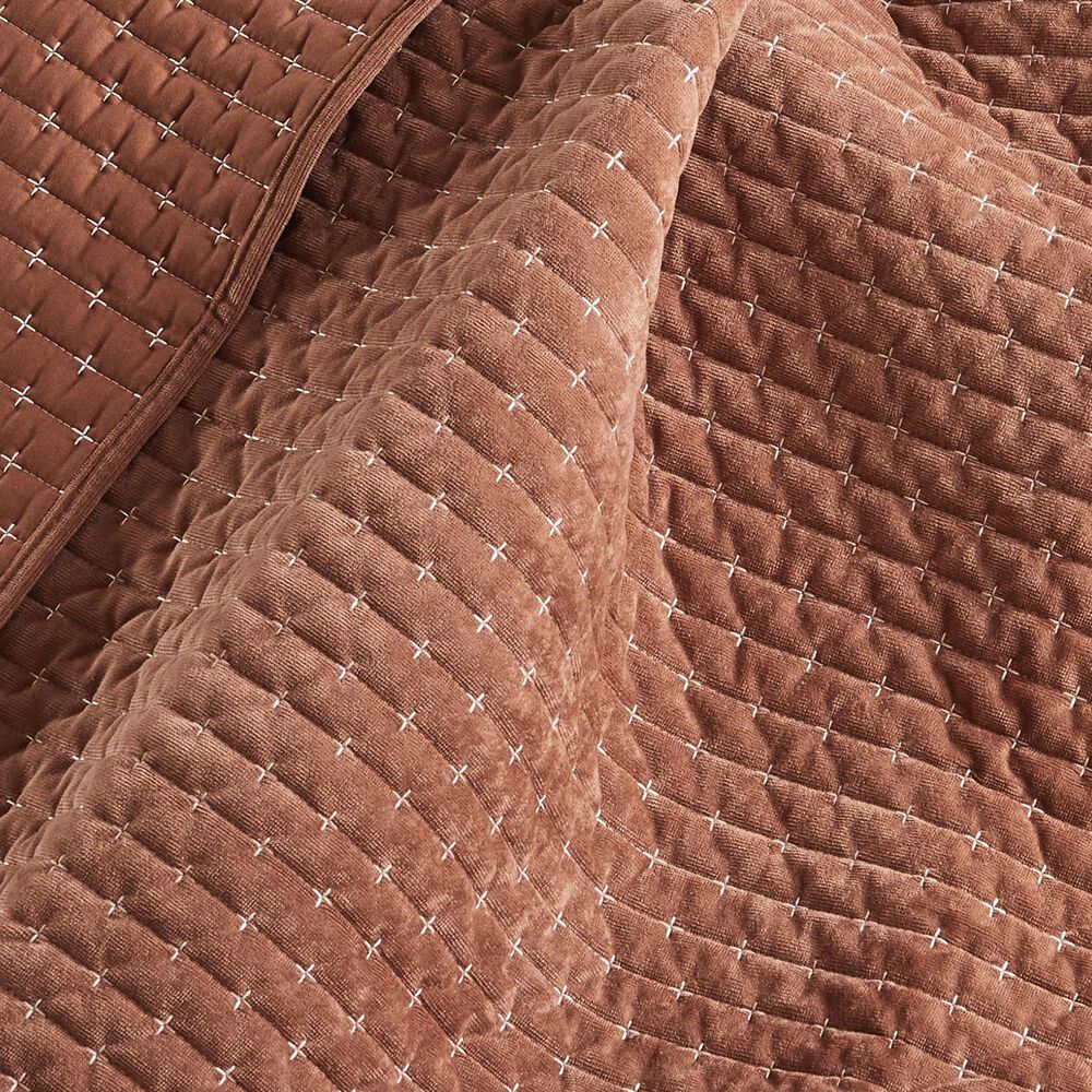 Levtex Velvet Stitch 50" x 60" Quilted Throw in Rust, , large