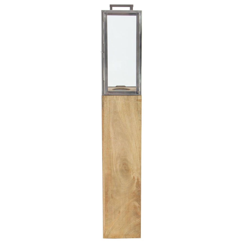 Maple and Jade Handmade Indoor/Outdoor Candle Lantern in Oiled Brown, Silver and Clear, , large
