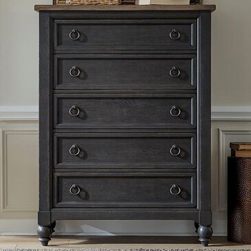 Belle Furnishings 5-Drawer Chest in Black and Dusty Taupe, , large