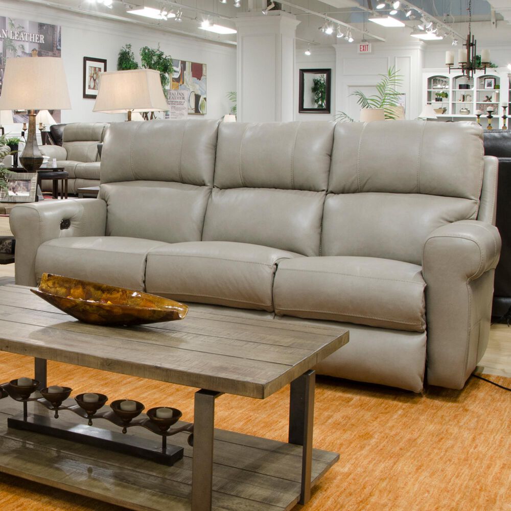 Catnapper Torretta Leather Power Lay Flat Reclining Sofa in Putty, , large