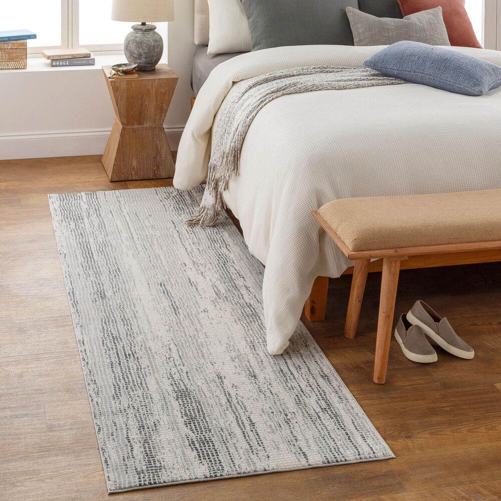 Surya Aisha 2&#39;7&quot; x 7&#39;7&quot; Gray, Charcoal, Light Gray and Off-White Runner, , large