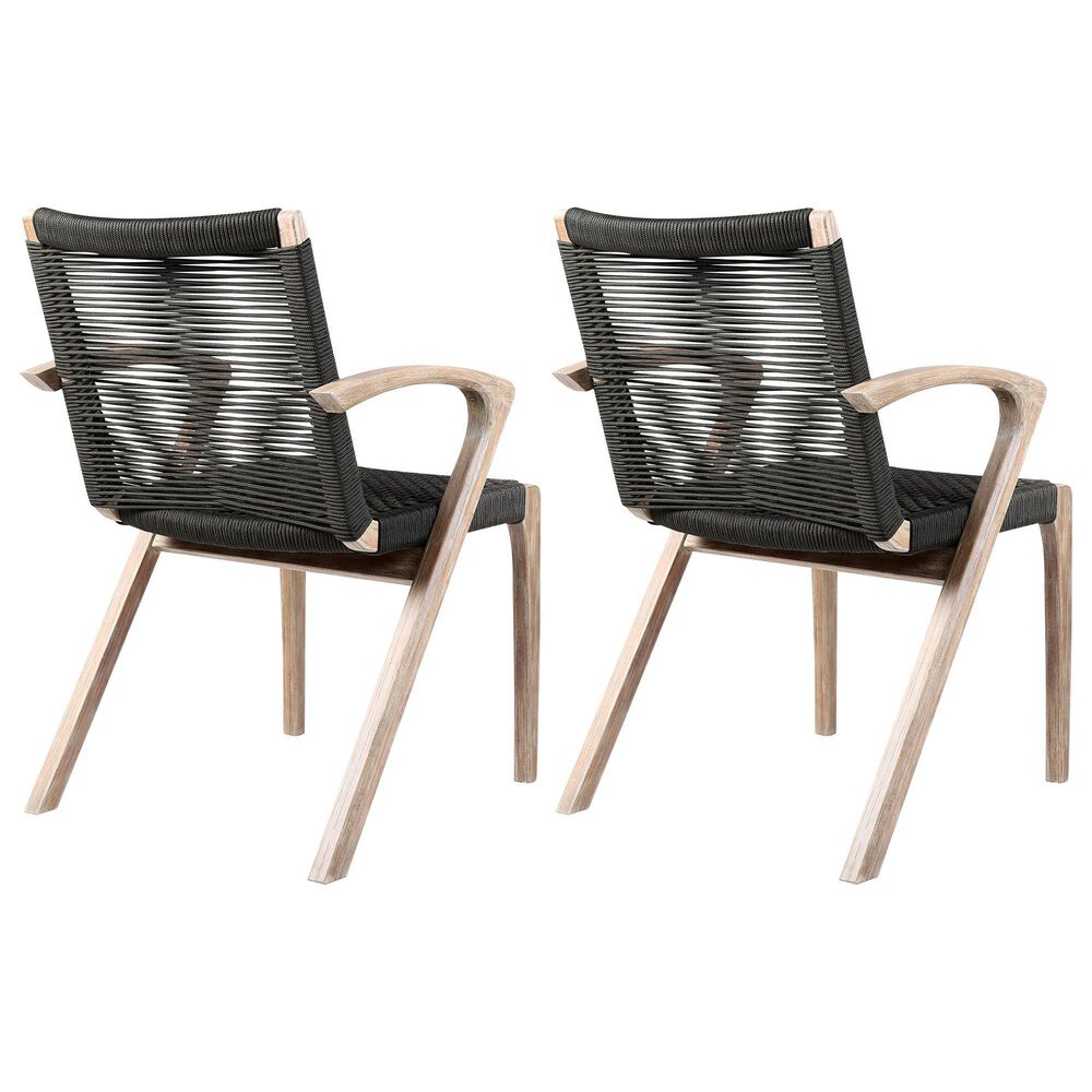 Blue River Nabila Outdoor Dining Chair with Charcoal Rope in Light Teak (Set of 2), , large