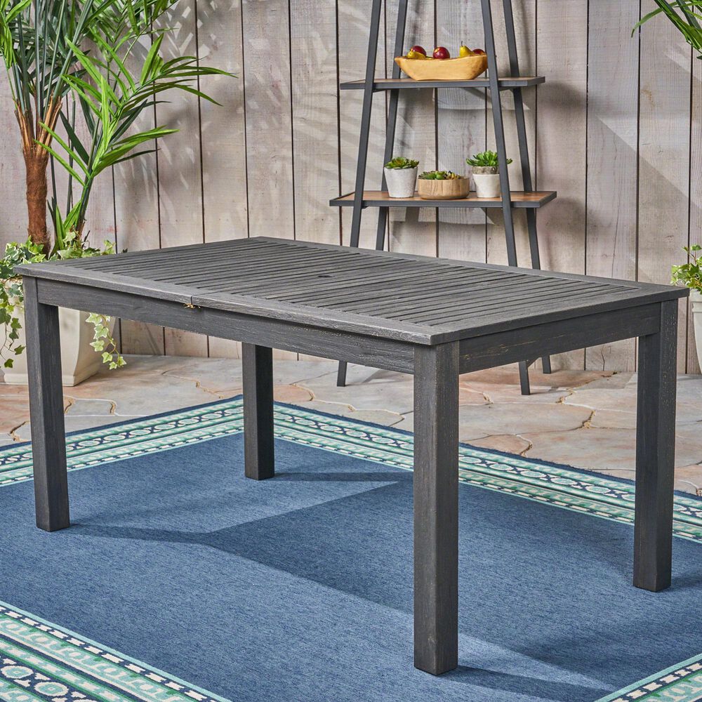 Hearth and Haven Outdoor Rectangular Dining Table in Dark Grey - Table Only, , large