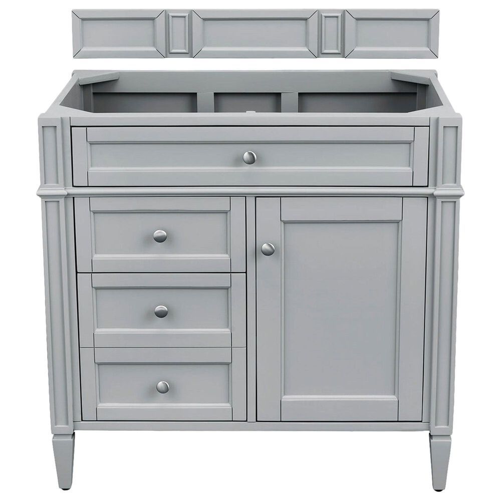 James Martin Vanities Brittany 36" Single Bathroom Vanity in Urban Gray with 3 cm White Zeus Quartz Top and Rectangular Sink, , large