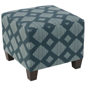 Skyline Furniture Square Ottoman in Line Lattice Teal, , large