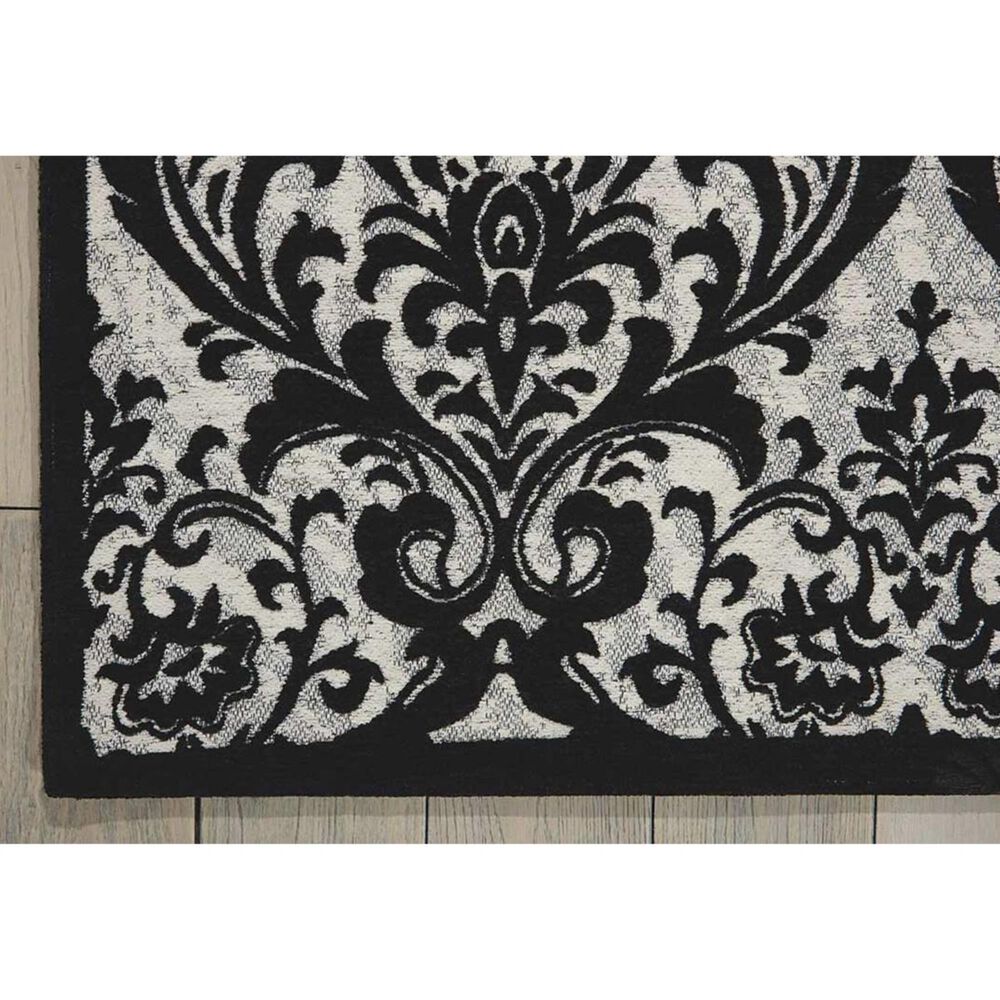 Nourison Damask DAS02 8&#39; x 10&#39; Black and White Area Rug, , large