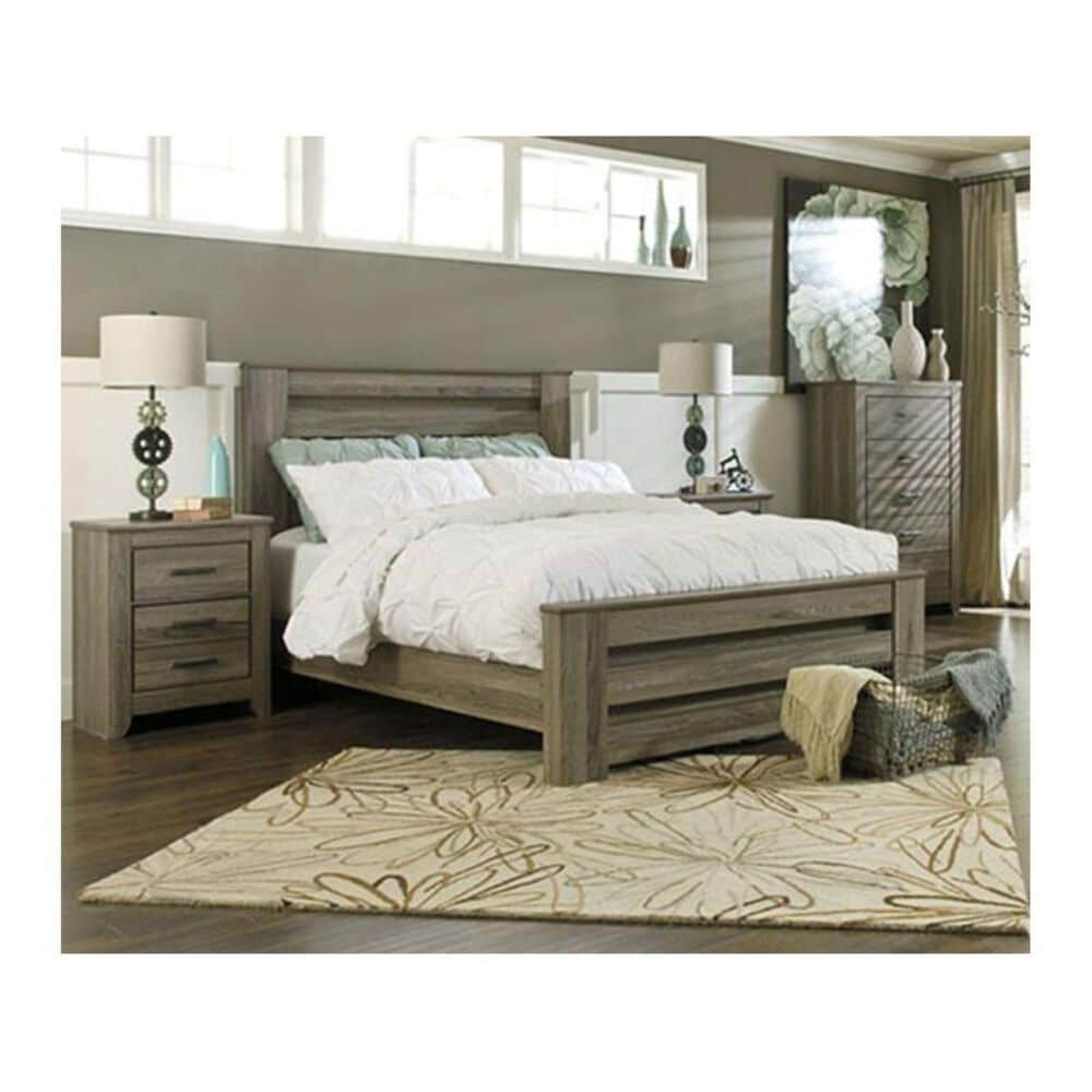 Ashley Zelen King Panel Bed in Warm Gray, , large