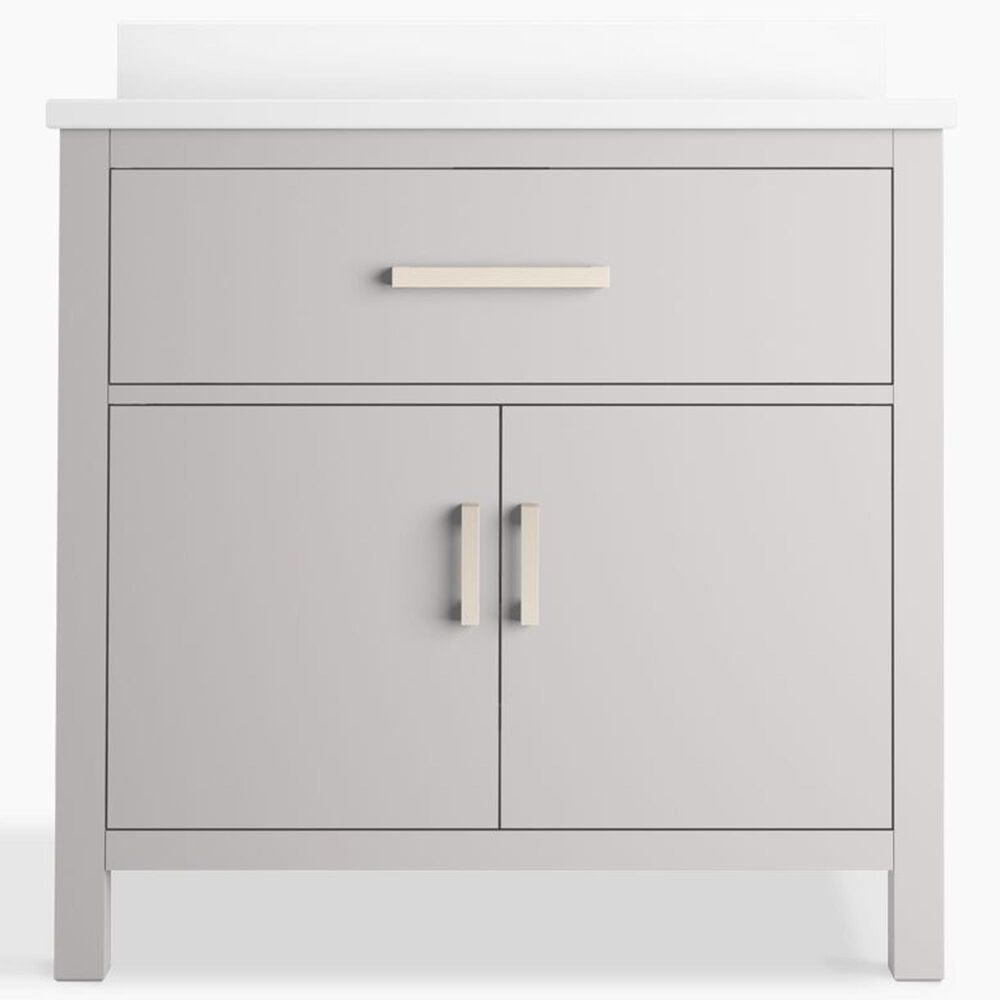 Kohler Kresla 36" Single Bathroom Vanity in Atmos Grey with 3 cm White Quartz Top and Rectangular Sink, , large