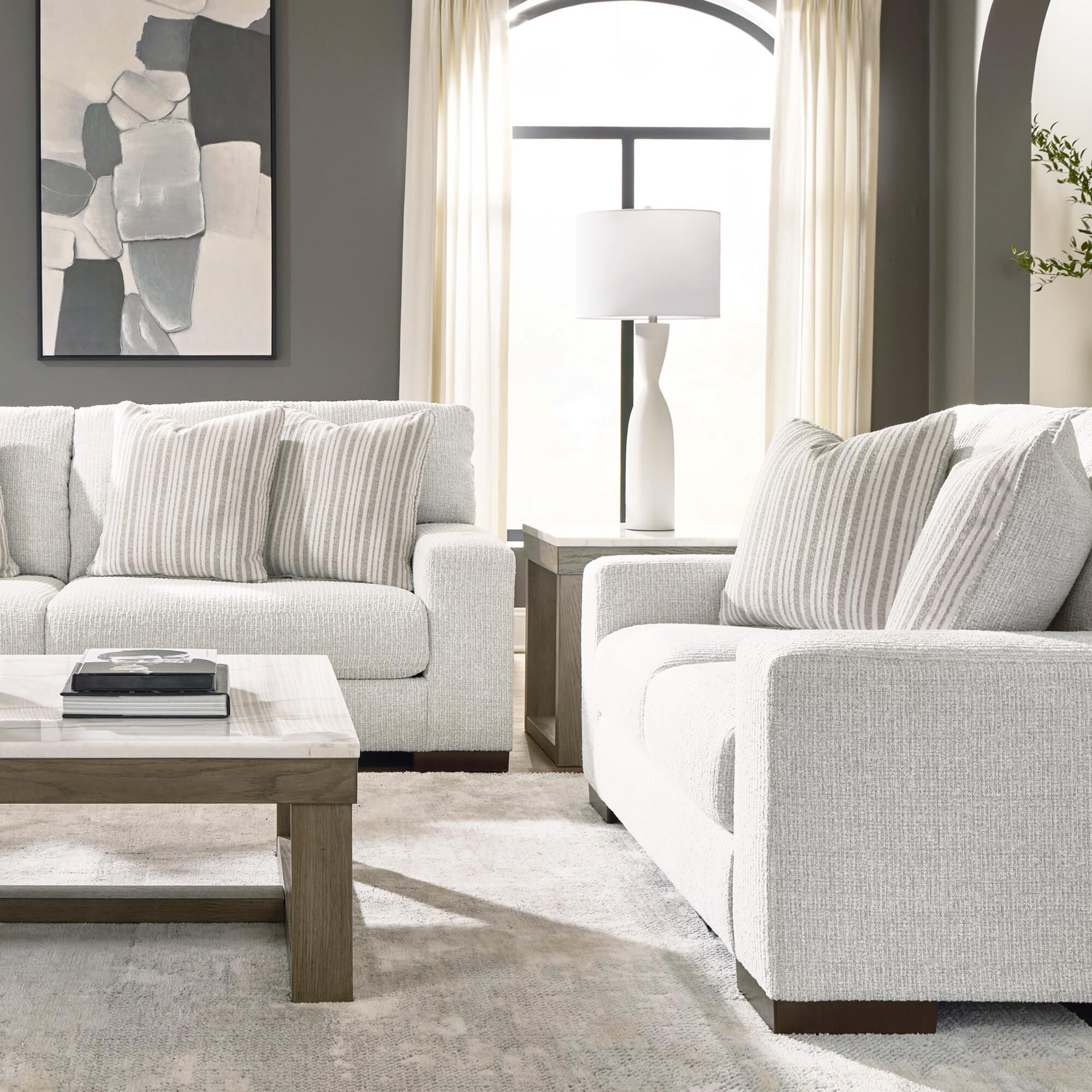 Ashley Hartside Stationary Sofa in Frosted with Next-Gen Nuvella