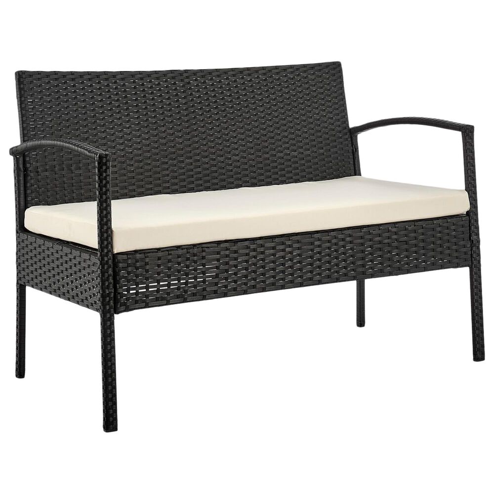 Dayton Noli 4-Piece Patio Conversation Set with Cream Cushion in Black, , large