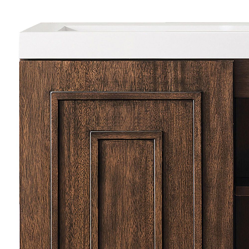 James Martin Vanities Alicante 39.5&quot; Single Bathroom Vanity in Mid Century Acacia with 5 cm White Glossy Resin Top and Rectangular Sink, , large