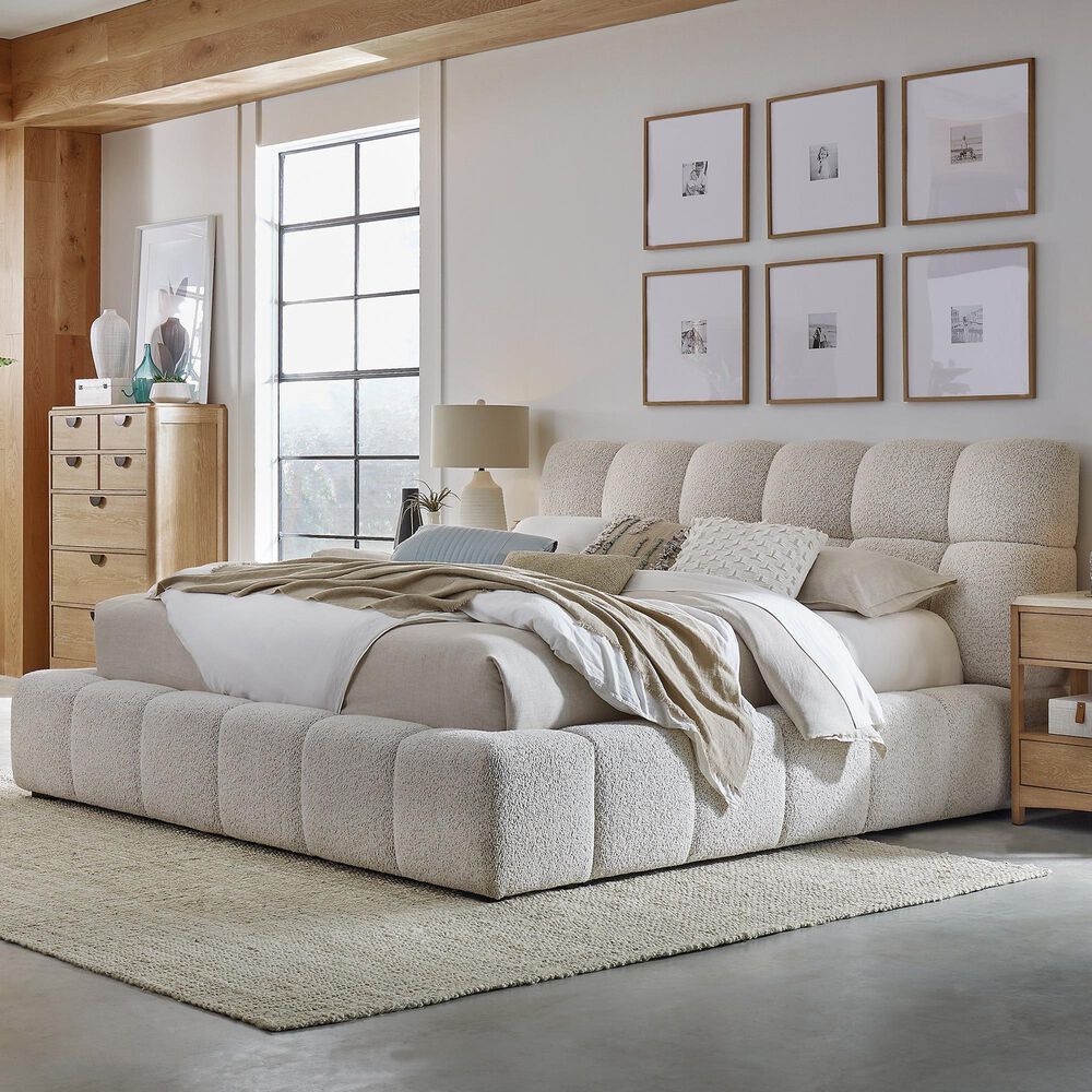 Simeon Collection Escape Queen Upholstered Platform Bed in Fluffy River