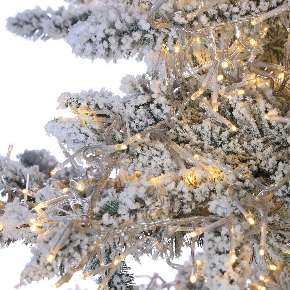 The Gerson Company 7.5&#39; Pre-Lit Wyoming Snow Pine Christmas Tree in Green, , large
