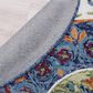 L&R Resources Sinuous Floral Medallion Mosaic 4" Round White, Green, Blue, Red and Orange Area Rug, , large