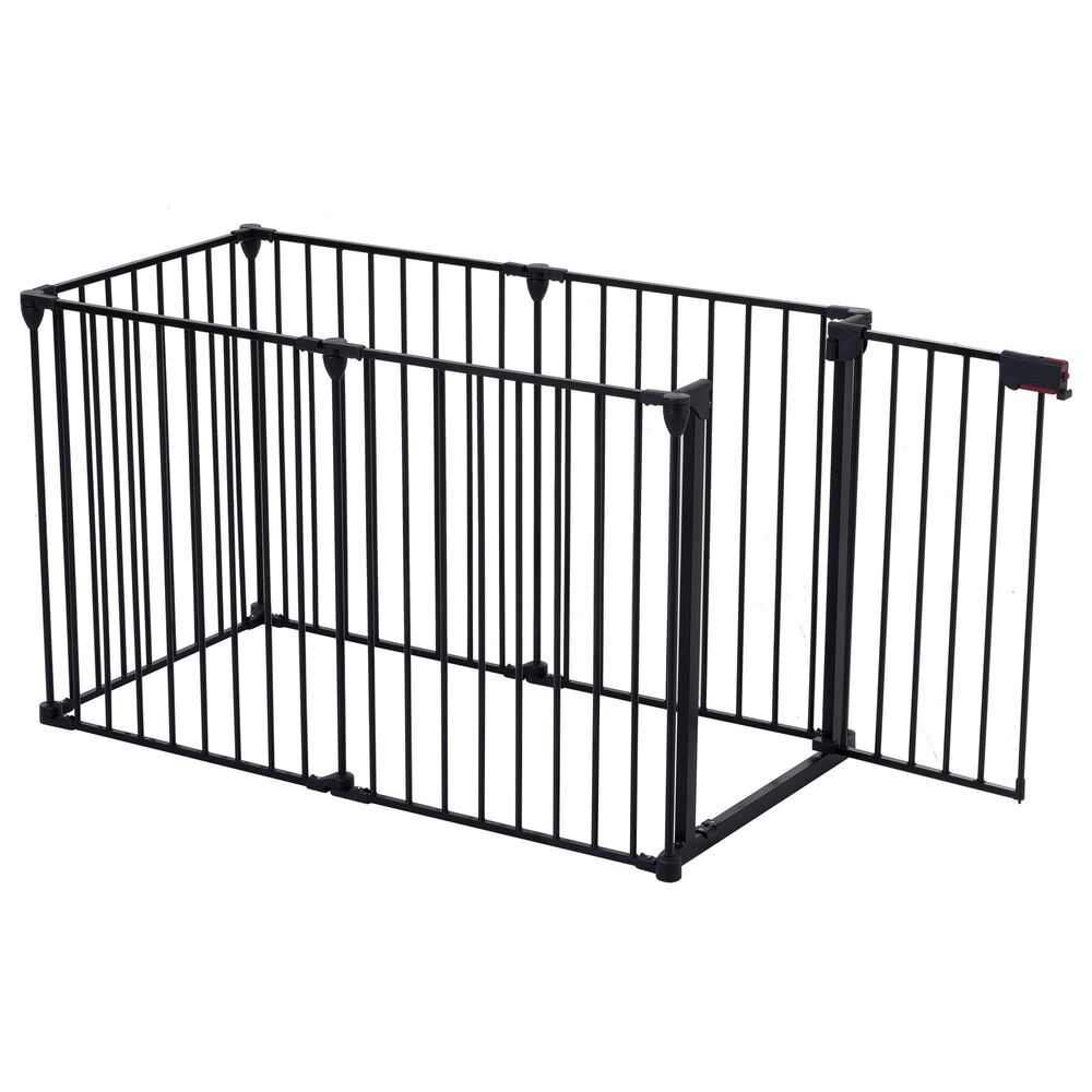HOMLUX 6-Panel Adjustable Pet Gate in Black, , large