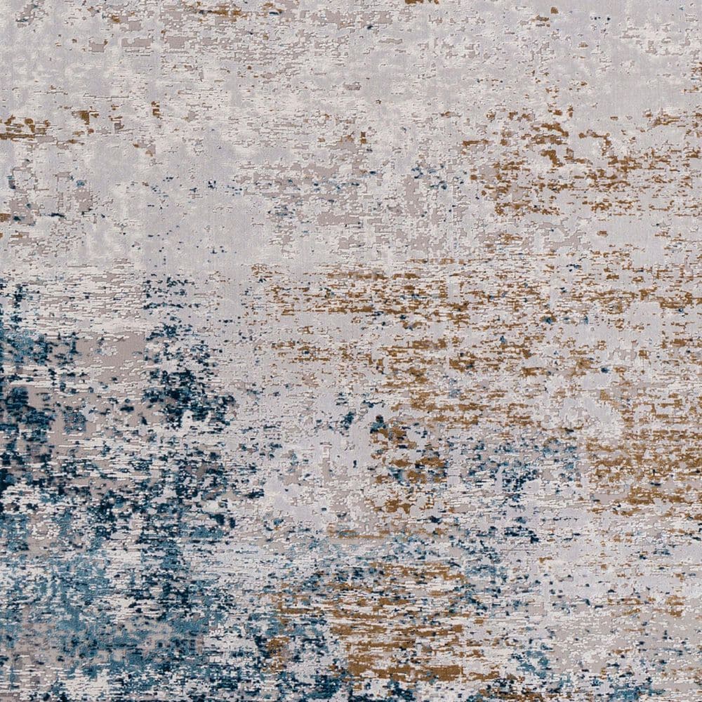 Surya Solar 6&#39;7&quot; x 9&#39;6&quot; Sky Blue, Dark Blue, Saffron, White, Gray and Charcoal Area Rug, , large