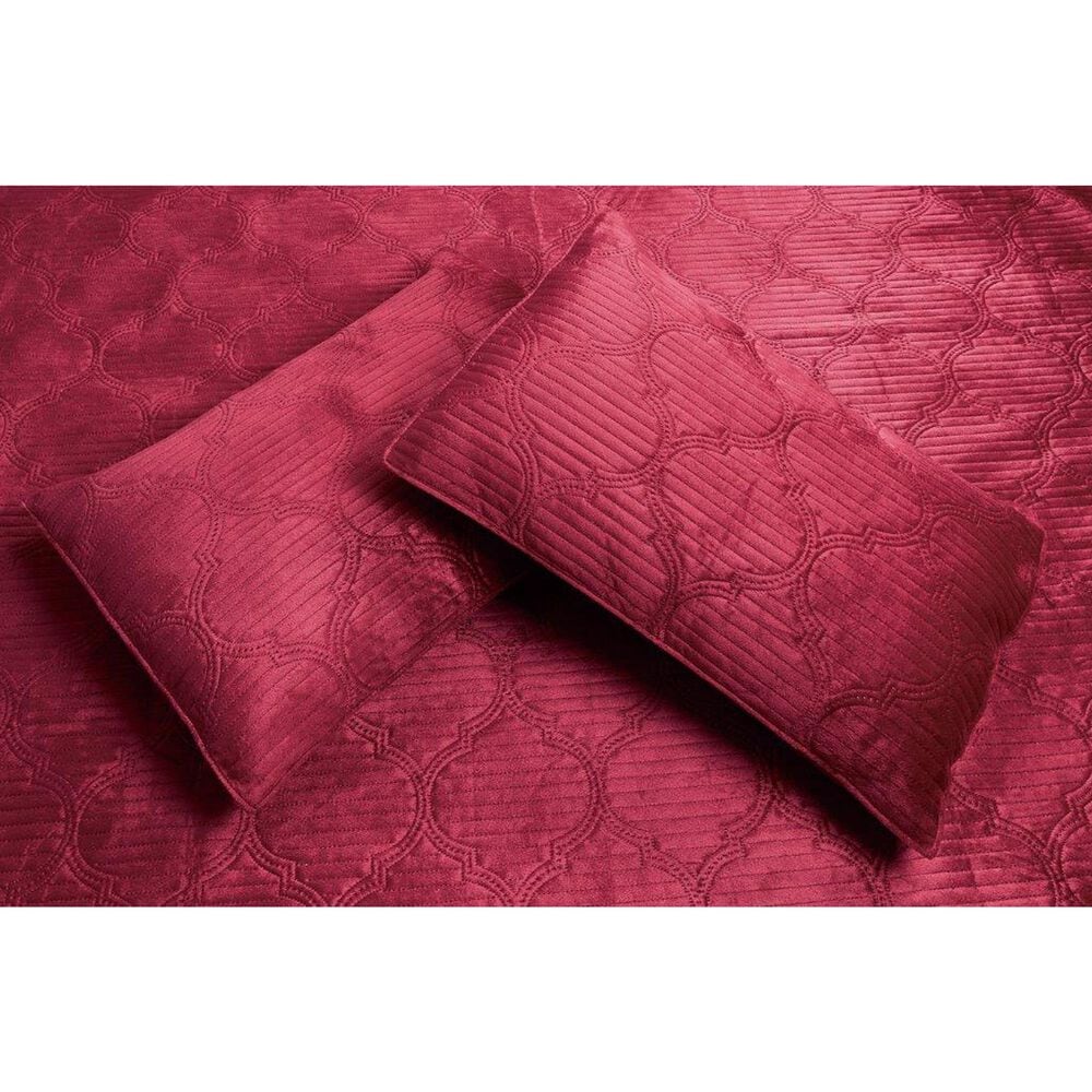 Duke Imports Virah Bella Micromink 3-Piece Full/Queen Quilt Set in Burgundy Tetra, , large
