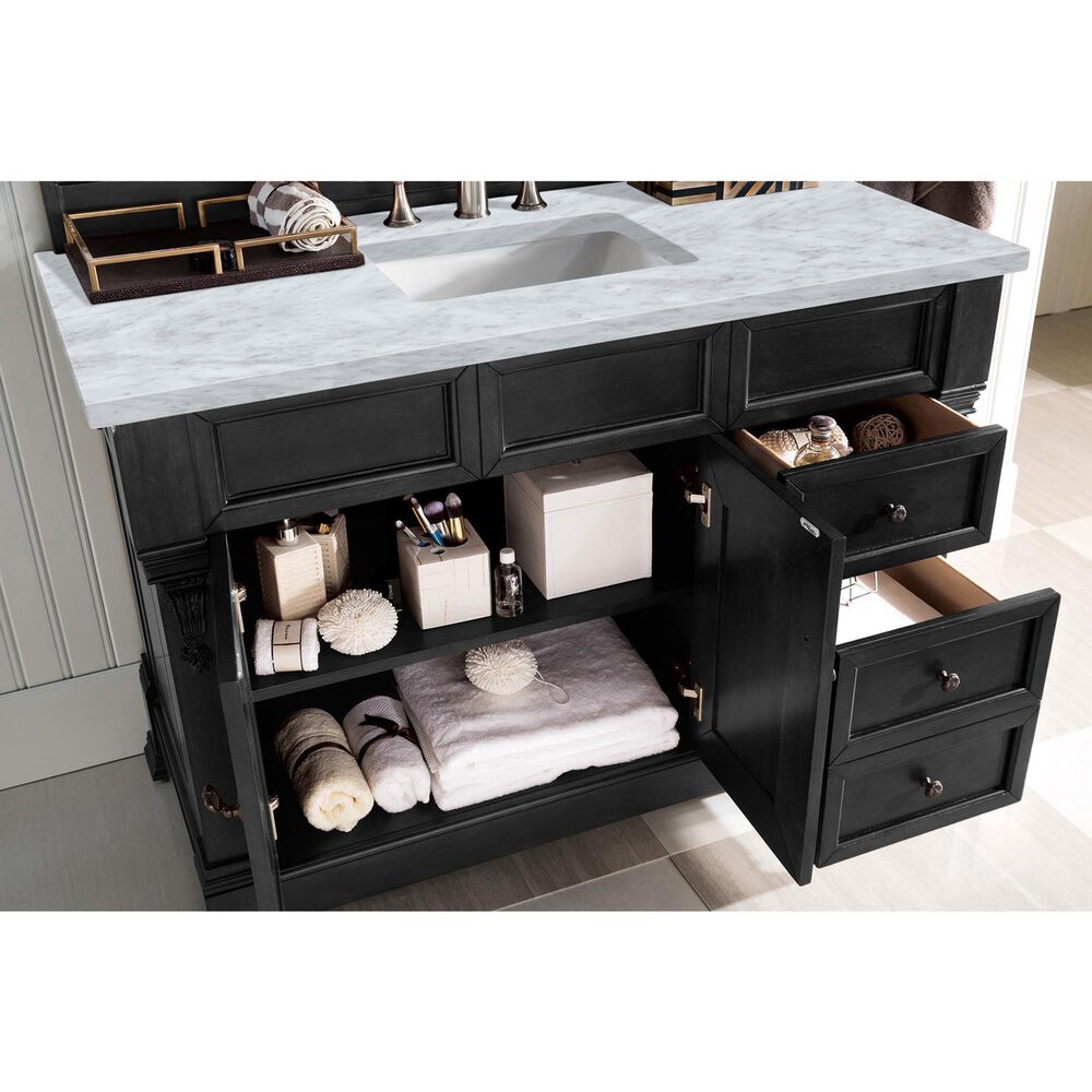 James Martin Vanities Brookfield 48&quot; Single Bathroom Vanity in Antique Black with 3 cm Carrara White Marble Top and Rectangle Sink, , large