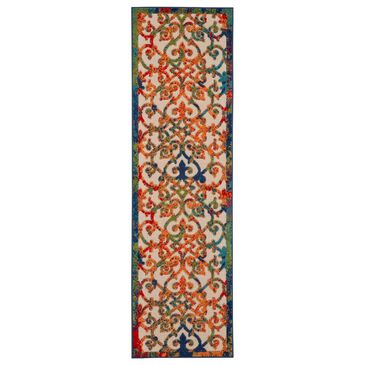 Nourison Aloha Damask 2" x 6" Multicolor Indoor/Outdoor Runner, , large