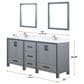 Lexora Home Ziva 72" Double Bathroom Vanity in Dark Grey with 2 cm White Cultured Marble Top and Rectangular Sinks, , large