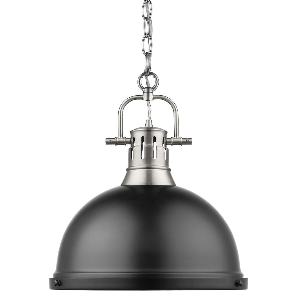 Golden Lighting Duncan 1-Light Pendant with Chain in Pewter, , large