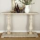 Uma Enterprises Farmhouse Pedestal Console Table in White, , large