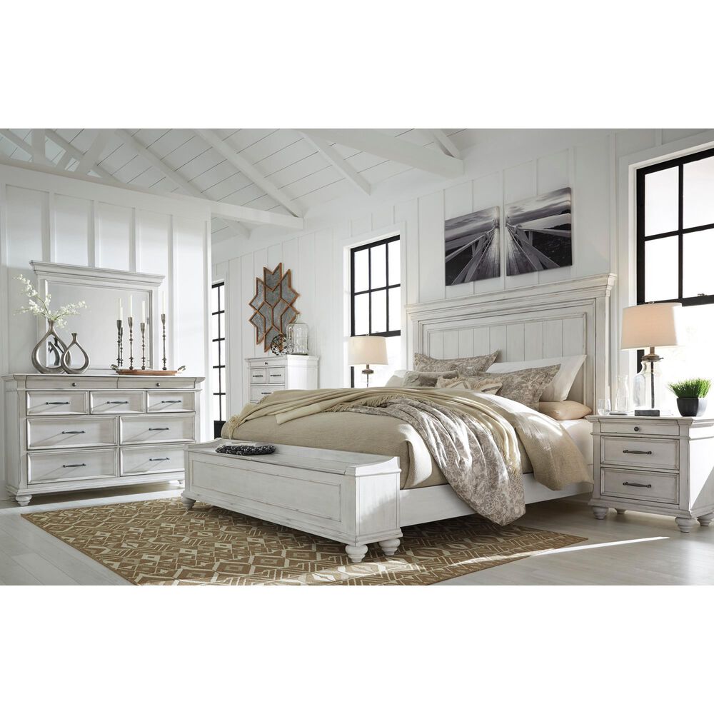 Ashley Kanwyn 5-Piece King Storage Bedroom Set in Whitewash, , large