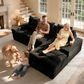 HOMLUX 2-Piece Right Facing Sectional with Chaise in Black, , large