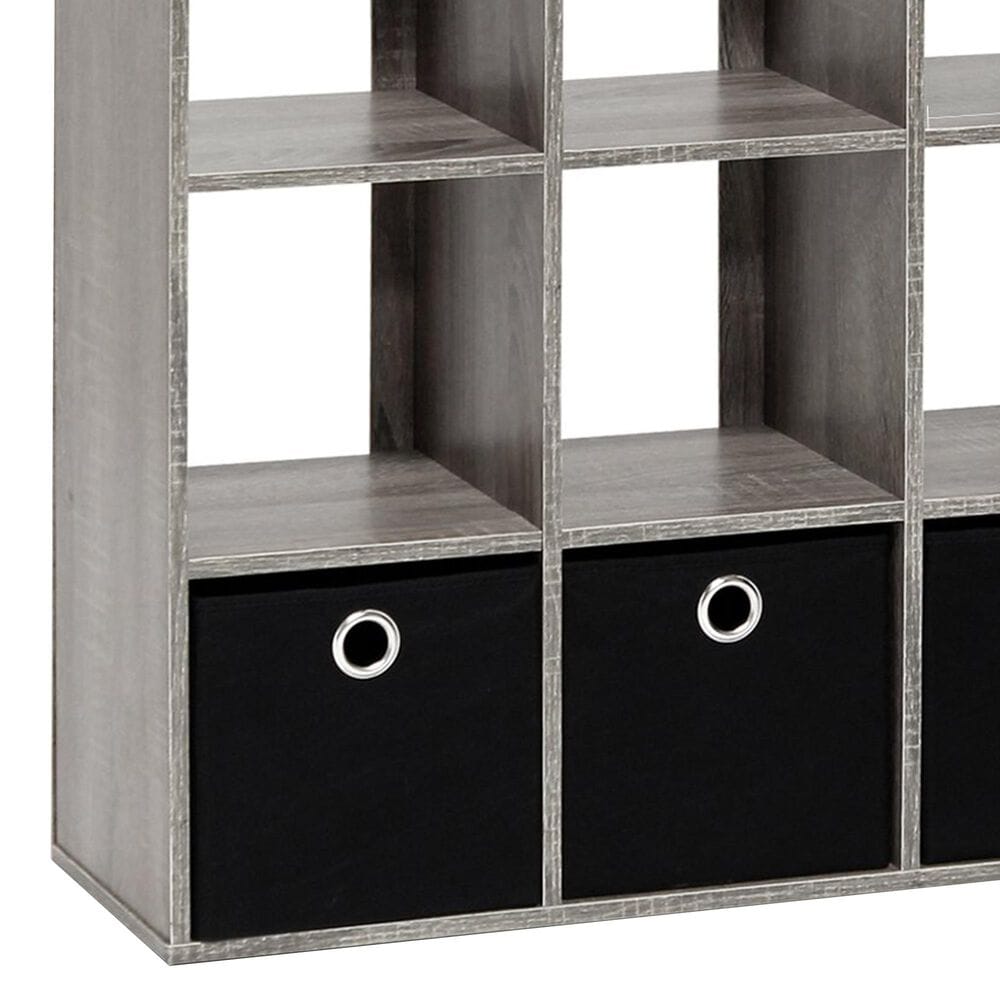 HOMLUX 9-Cube Standing Bookshelf with Bins in Grey, , large