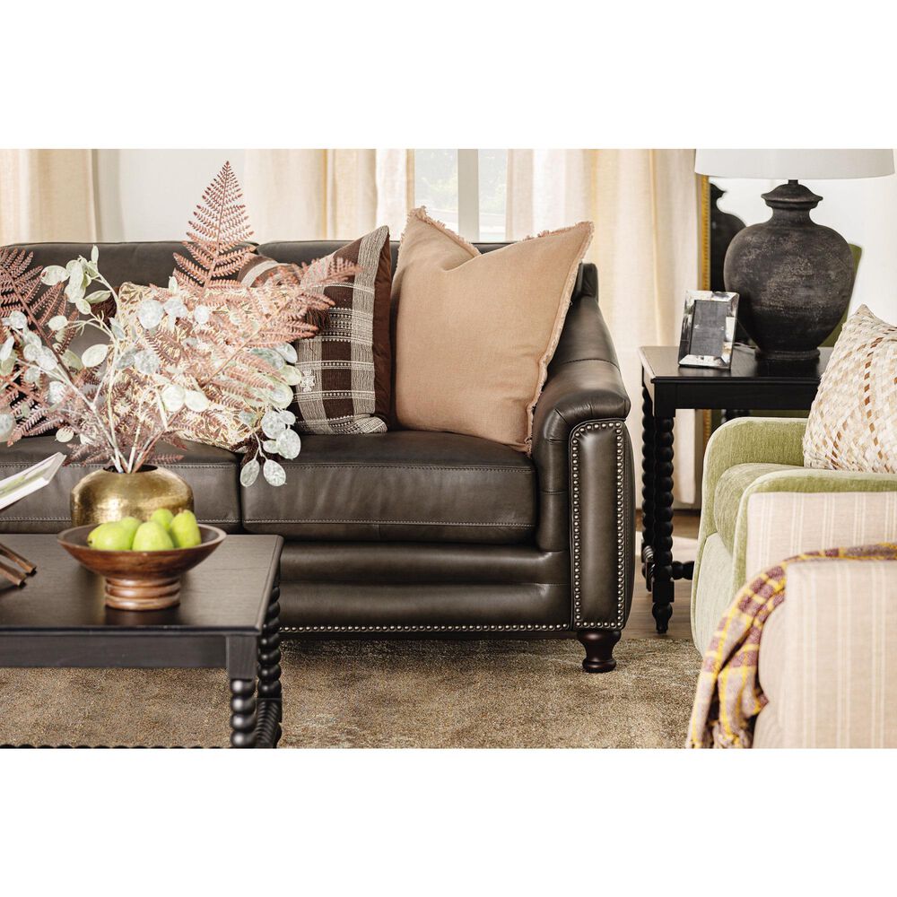 Hydeline Billingham Leather Stationary Sofa in Ash, , large