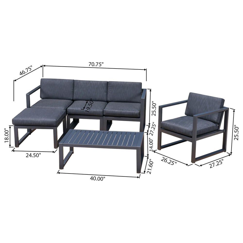 Noble House Navan 6Piece Patio Sofa Set in Black NFM