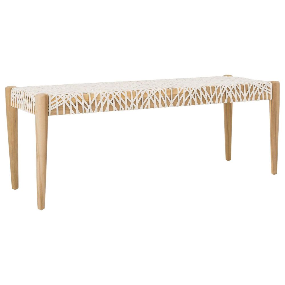 Safavieh Bandelier Bench with Off White Leather in Natural, , large