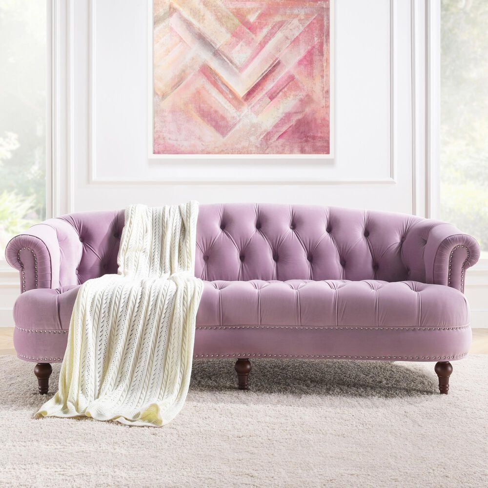 Jennifer Taylor Home La Rosa Stationary Sofa in Lavender Velvet, , large
