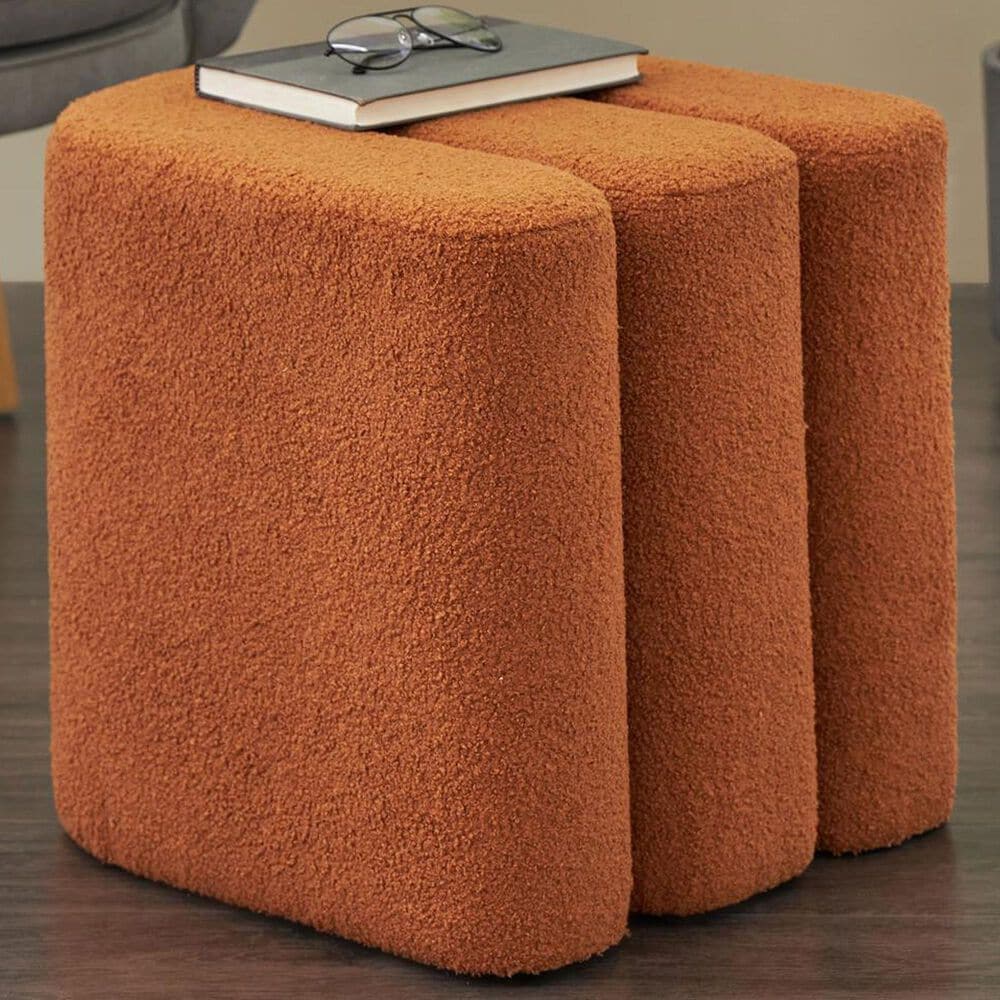 Maple and Jade 18" Boucle Accent Ottoman in Copper, , large