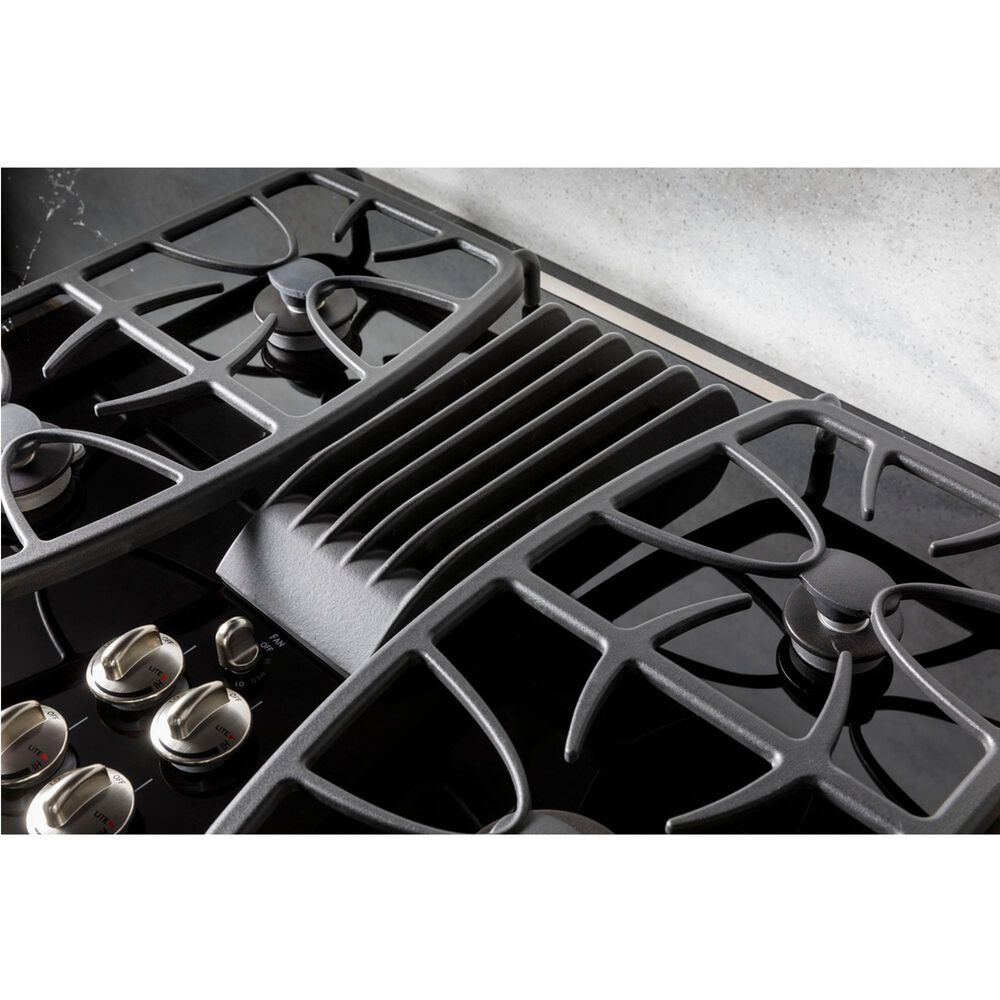 GE Profile 30" Built-In Gas Downdraft Cooktop in Black and Stainless Steel, , large