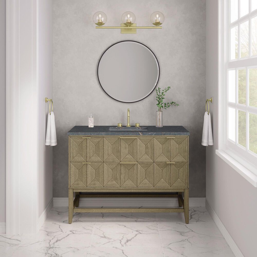 James Martin Vanities Emmeline 48&quot; Single Vanity in Pebble Oak with 3 cm Parisien Bleu Quartz Top, , large