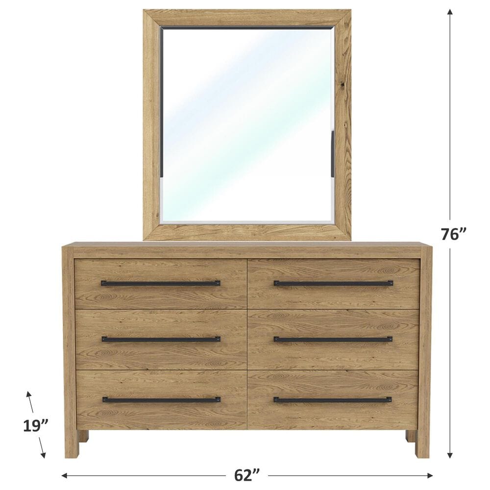 Shannon Hills Davie 6-Drawer Dresser and Mirror in Pale Oak, , large