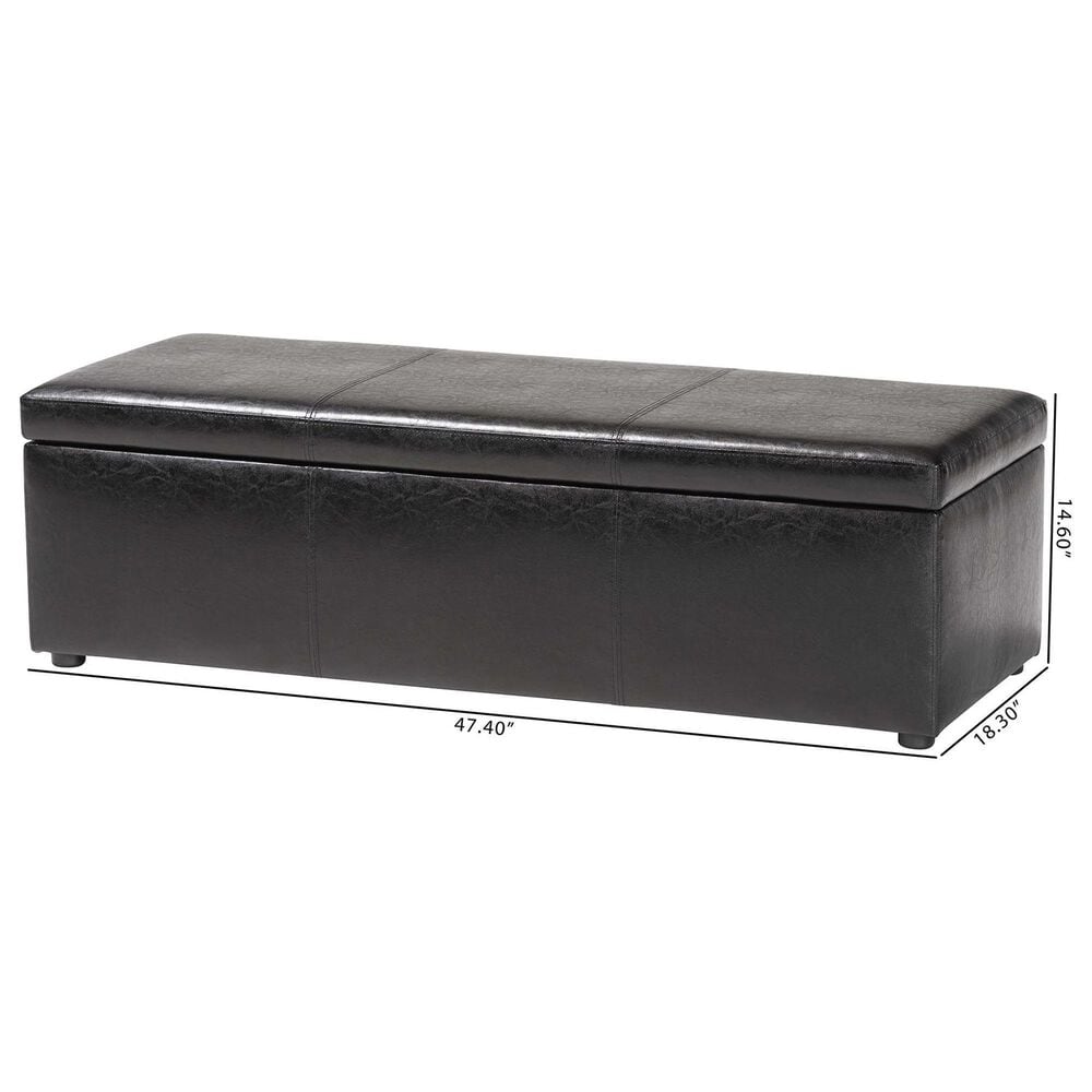 Baxton Studio Dennehy Storage Ottoman in Black, , large