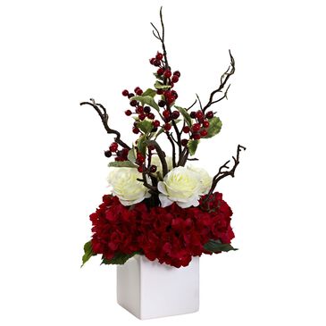 Nearly Natural Inc Holiday Cheers Arrangement with Vase, , large