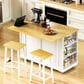 HOMLUX 3-Piece 48" Kitchen Island Set in White, , large