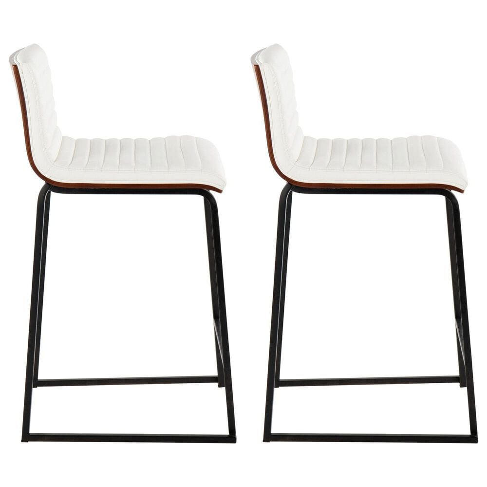 Lumisource Mason Mara Counter Stool with White Cushion in Black and Walnut &#40;Set of 2&#41;, , large