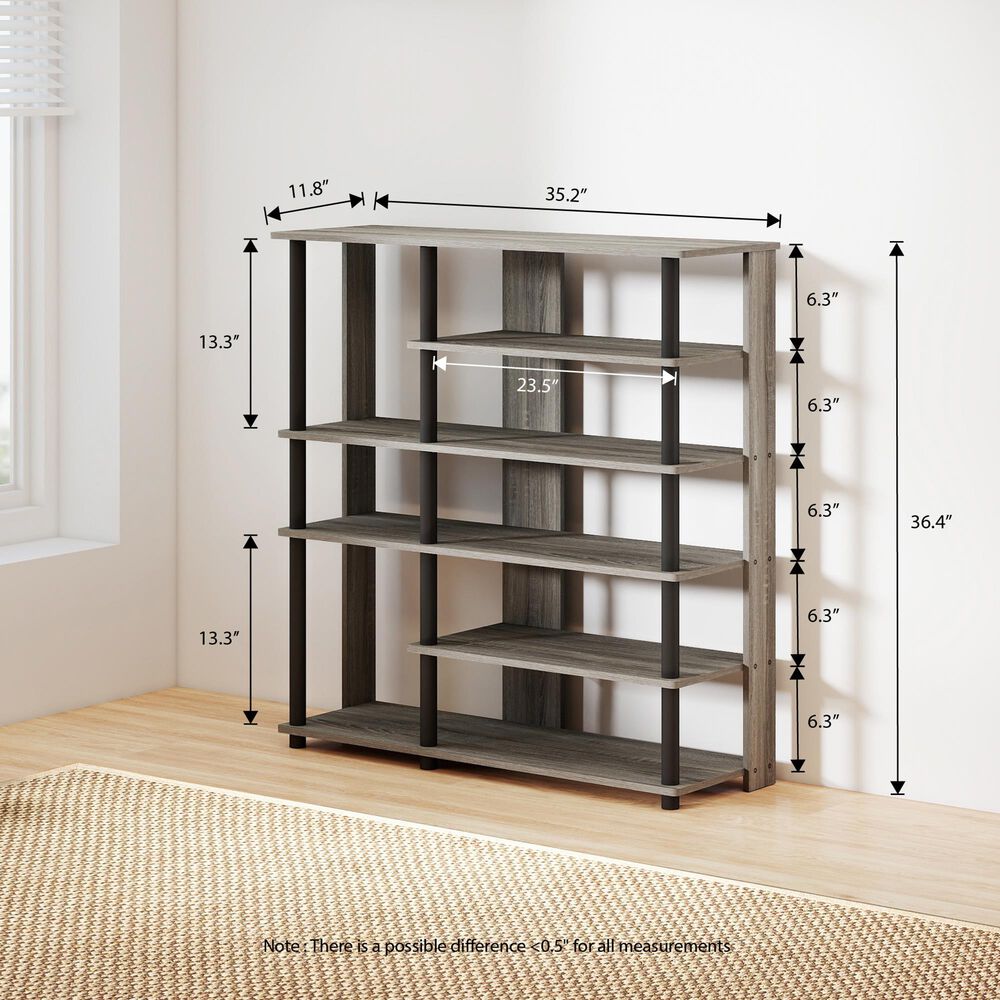 HOMLUX 6-Tier Shoe Rack in French Oak and Black, , large