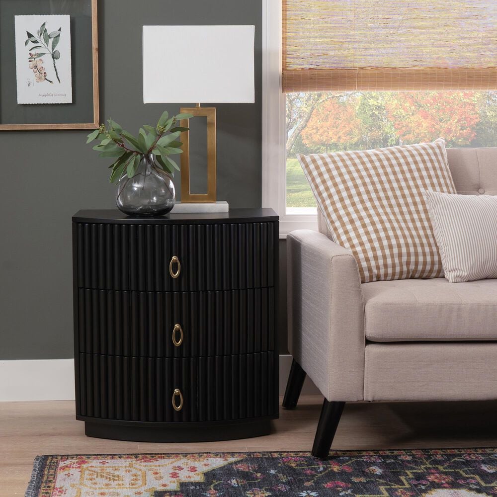 Linon Home Decor Chantel 3-Drawer Nightstand in Black, , large