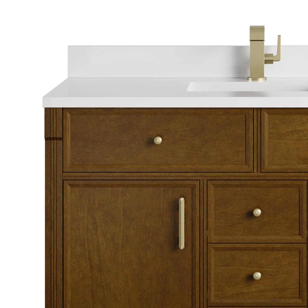 James Martin Bellshire 48" Single Bathroom Vanity in Honey Oak with Single Hole 3 cm White Zeus Silestone Top and Rectangular Sink, , large