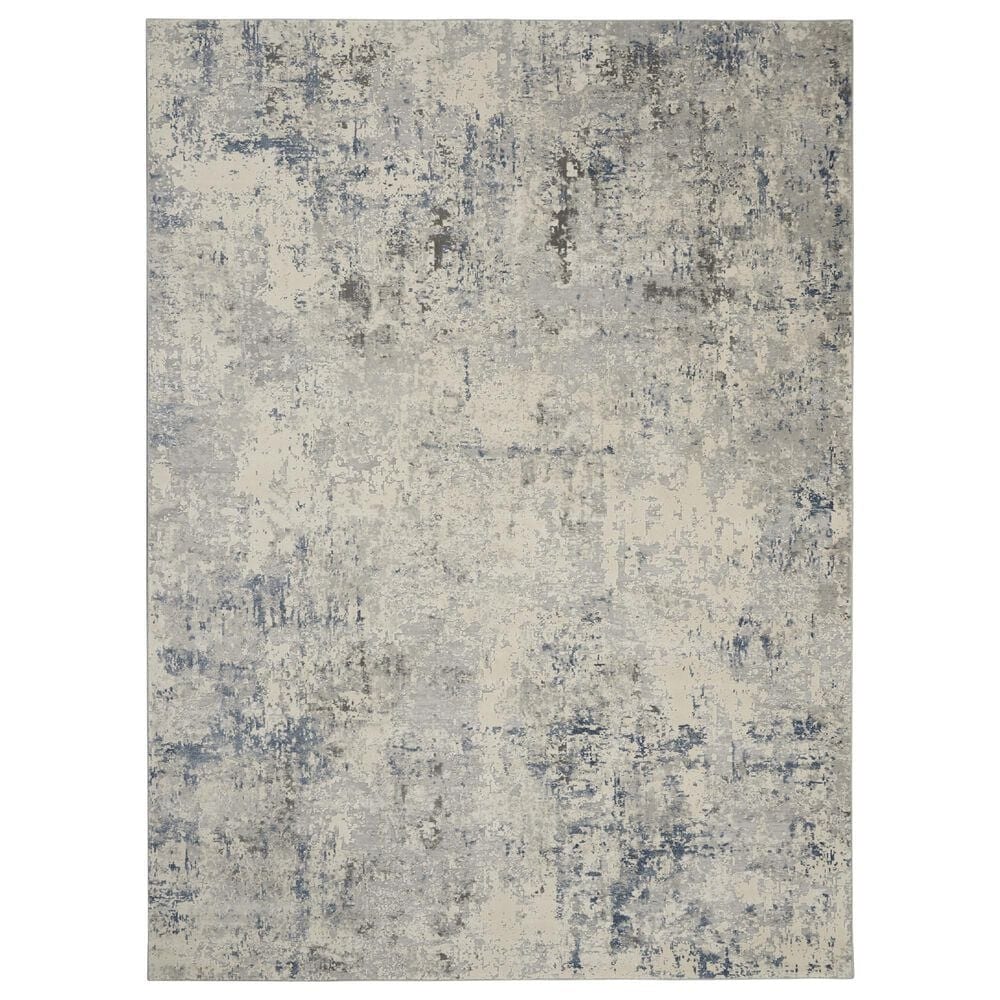 Nourison Rustic Textures Ivory, Grey and Slate Blue 9"3" x 12"9" Area Rug, , large