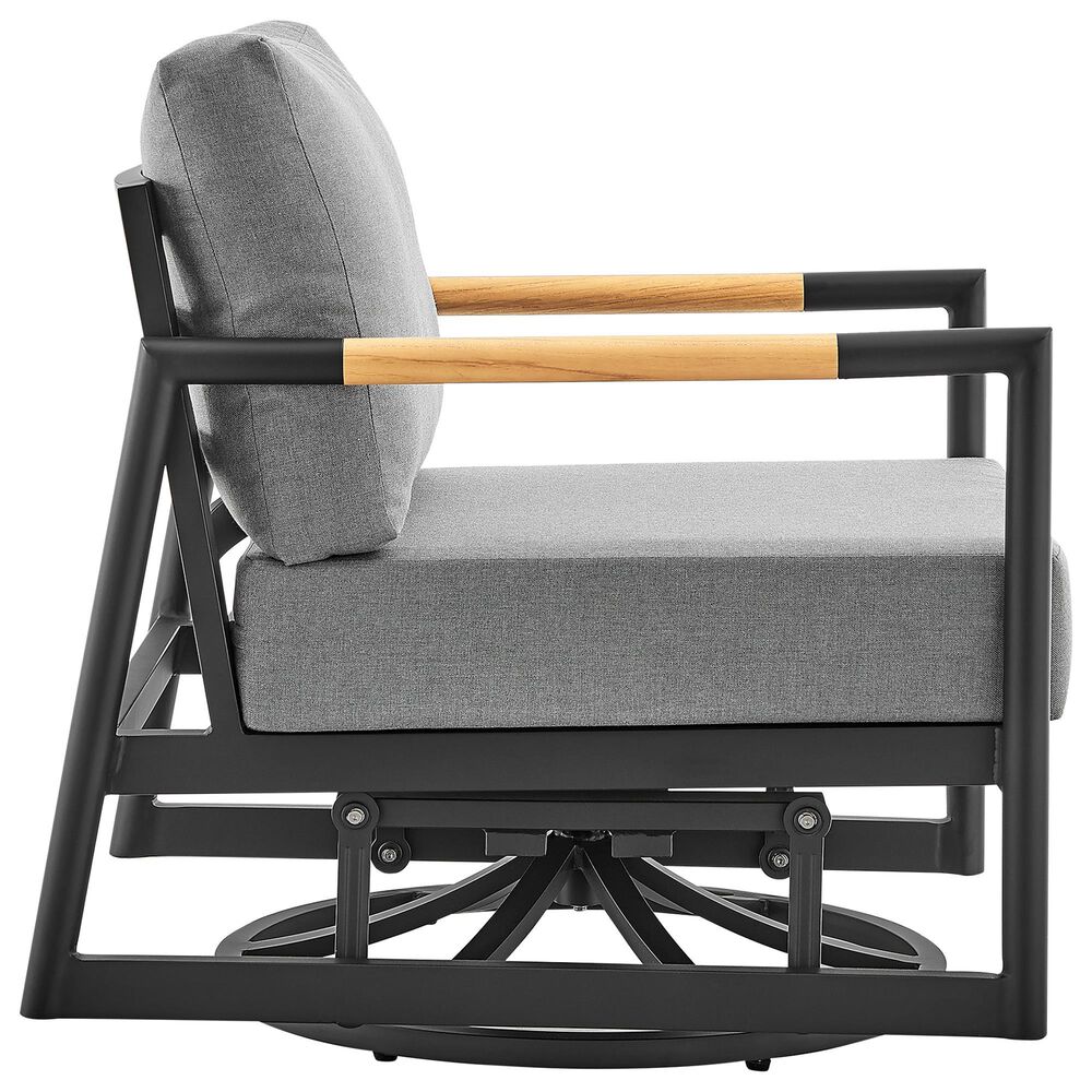 Hearth and Haven Crown Outdoor Patio Swivel Glider Lounge Chair in Gray, , large