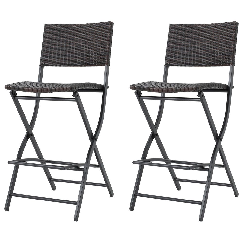 Hearth and Haven Outdoor Foldable Bar Stool in Multi-Brown &#40;Set of 2&#41;, , large