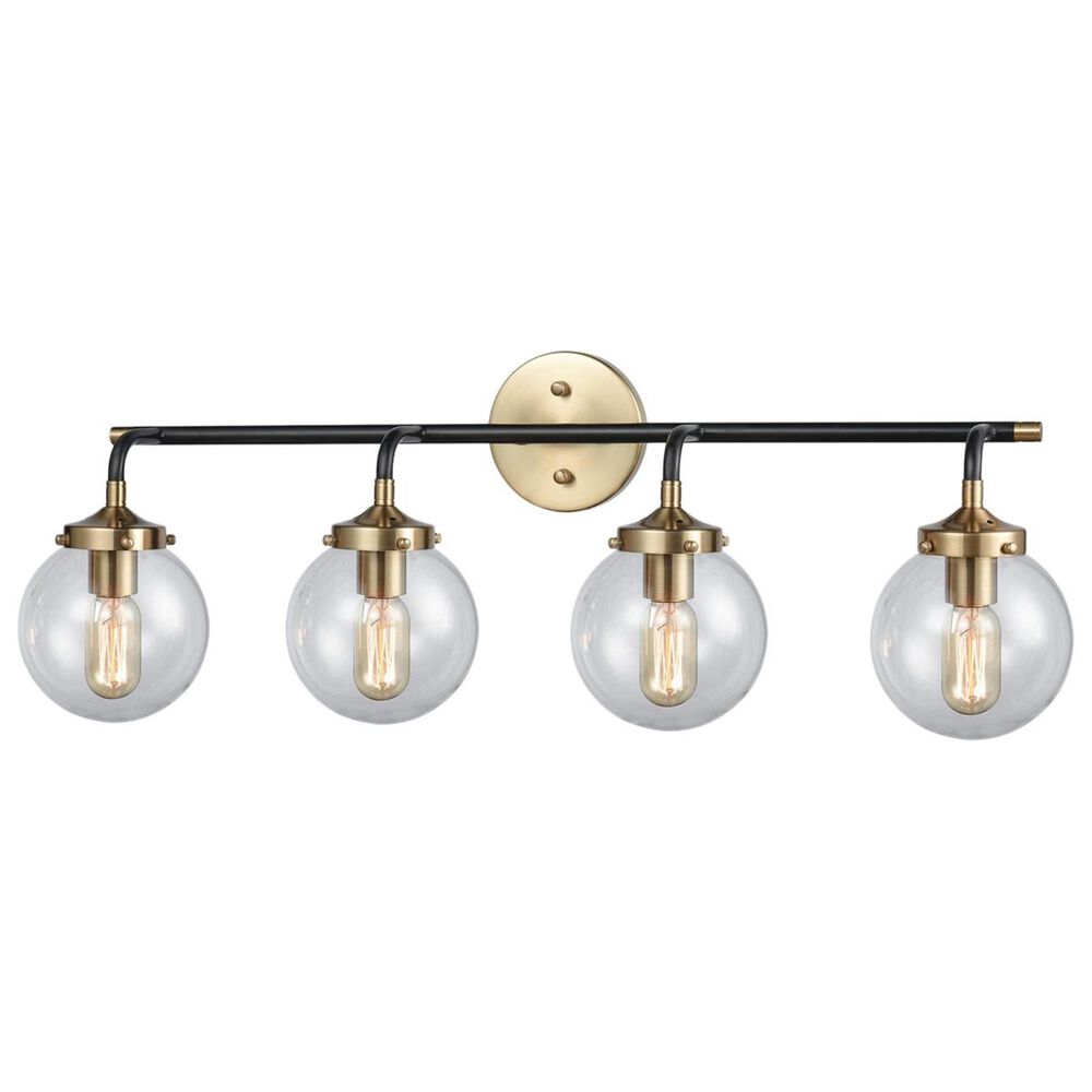 Stein World Boudreaux 4-Light Vanity Matte Black/Antique Gold, , large