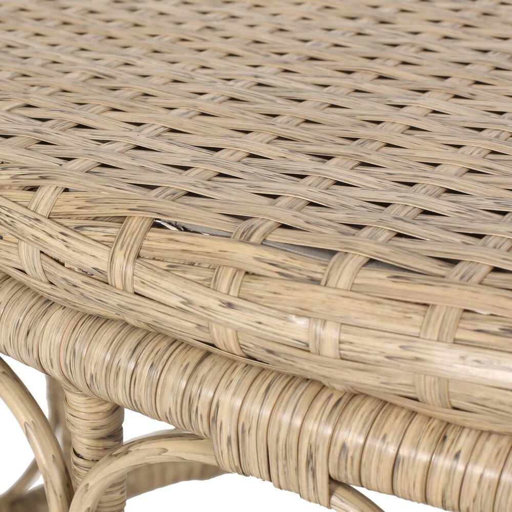 Hearth and Haven Bruce Outdoor Round Wicker Coffee Table with Open Lattice Design in Brown, , large